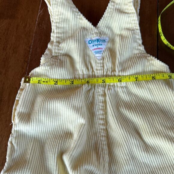 Vintage OshKosh B'Gosh Butter Yellow Soft Corduroy Bib Overalls 12 Mos 80s Union - Picture 12 of 15